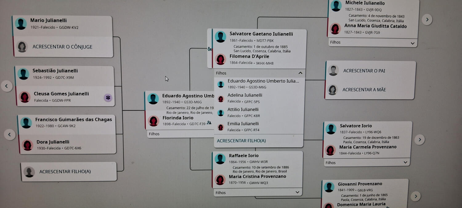 O encontro com a Árvore Genealógica de Eduardo Umberto Agostino Iulianelli Mais tarde, viria saber que era o próprio "Tio Agostinho"